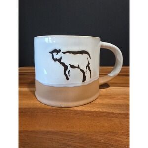 One Hundred 80 Degrees Stoneware Lg Mug Two-toned Handpainted Goat NWOT